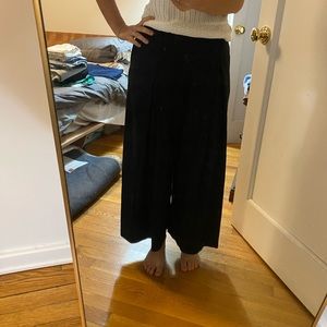 Wide legs cotton black pants